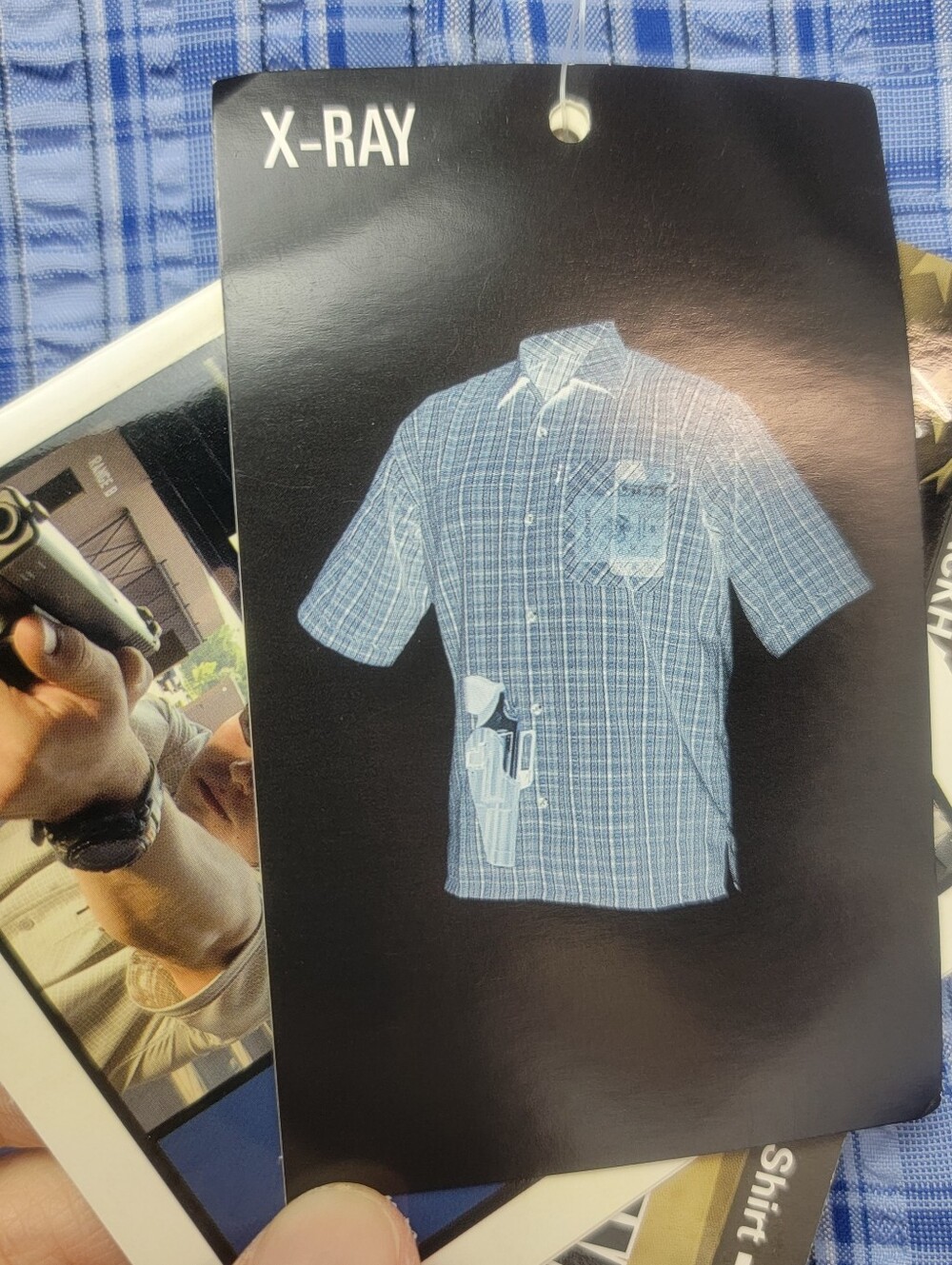 Blackhawk! Warrior Mens XXL 1700 Shirt Blue White Plaid Short Sleeve Lightweight - Picture 9 of 12